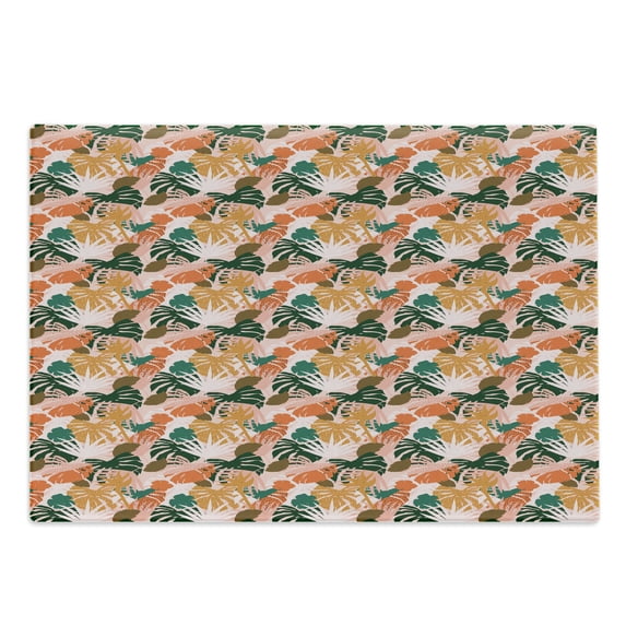 Hawaiian Cutting Board, Colorful Silhouette Tropical Pattern with Exotic Forest Springtime Aloha, Decorative Tempered Glass Cutting and Serving Board, in 3 Sizes, by Ambesonne