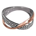thumbnail image 2 of YAZI Simple X - shaped cross - diamond-encrusted two-color ring Round Cut 14K Silver Plated Iced out Lab Diamond Wedding Band Eternity Bands Ring for Men Women, 2 of 11