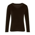 thumbnail image 4 of Velvet Tops for Women, Yigetop Velour Sweatshirt Women V Neck Long Sleeve Casual Pullover Soft Warm Shirts Velvet Tops Fall Outfits for Women 2025 Fall Shirts for Women Coffee 3XL, 4 of 6
