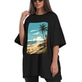 thumbnail image 4 of Plus Size Shirt for Women Black Tops for Women Short Sleeves Shirt for Women Seaside (63) T Shirt Crewneck Shirt for Women 5XL, 4 of 5