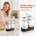 thumbnail image 4 of Salt and Pepper Shakers, Farmhouse Salt and Pepper Shakers Set with Holder, electroplated Handle, 4 oz Stainless Steel Glass Bottle Dispenser, for Table, RV, Camp, BBQ (White), 4 of 9
