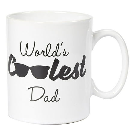 Ceramic Coffee Mug, 16-Ounce Large Novelty Stoneware Tea Cup - World's Coolest Dad, White