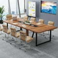 thumbnail image 5 of Tribesigns 8FT Conference Table, Large Meeting Table/Podcast Table for 10 People, Business Style Wooden Training Table with Strong Metal Frame for Office Conference, 5 of 8