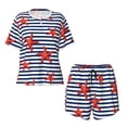 thumbnail image 4 of Lsque Starfish Navy Blue Stripe Women's Short-Sleeved Pajama Set - 2 Piece Soft and Lightweight Sleepwear Set-Large, 4 of 9