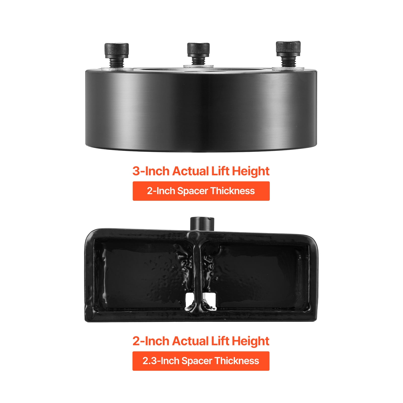KFFKFF 3 Inch Front and 2 Inch Rear Suspension Leveling Kit for 2007-2023 Silverado 1500 2WD/4WD, 2007-2023 Sierra 1500 2WD/4WD, Includes Front Strut Spacers, Rear Lift Blocks, and U-Bolts