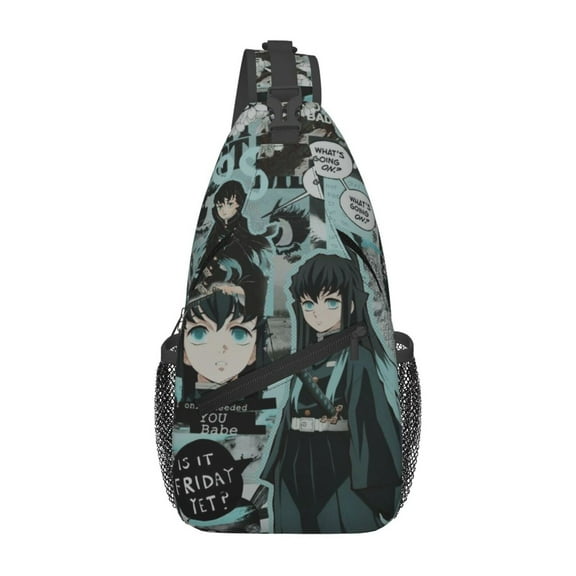 Crossbody Bags Sling Backpack Demon Slayer Tokitou Muichirou Cross Chest Bag Shoulder Pack for Gym Sports Running Cycling