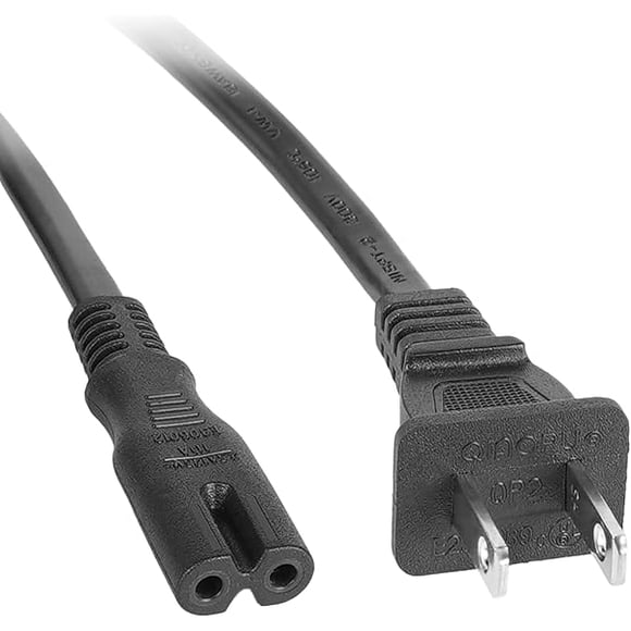 ccwmincc TV Power Cord 12Ft Long for Samsung LG TCL Roku Sony Insignia 2 Prong Cord TV Plug - UL Listed Non Polarized 125V Power Cable Replacement