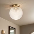 thumbnail image 4 of Kenroy Home Prismatic 8'' Flush Mount Ceiling Light Fixture with Clear Glass Globe Shade for Entryway, Hallway, Closet, or Bedroom, Brushed Gold, 4 of 8