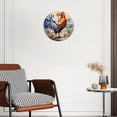thumbnail image 2 of 12 Inch Wall Clock Battery Operated Silent Clock Decorative for Office, Kitchen, Outdoor, Living Room，Colorful Rooster Original Oil Painting Elegant Pattern, 2 of 4