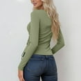 thumbnail image 6 of JGGSPWM Women's Long Sleeve Round Neck Shirts Spring Ruched Side Casual Basic Going Out Crop Tops Slim Fit Tight Y2K Clothes Green XXL, 6 of 6