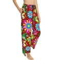 thumbnail image 3 of Cauagu Vector Mexican Otomi Style Bright Pajama Pants for Women Loose Fit Wide Leg Trouser Pants Casual Elastic Waist Drawstring Lounge Pants, 3 of 6