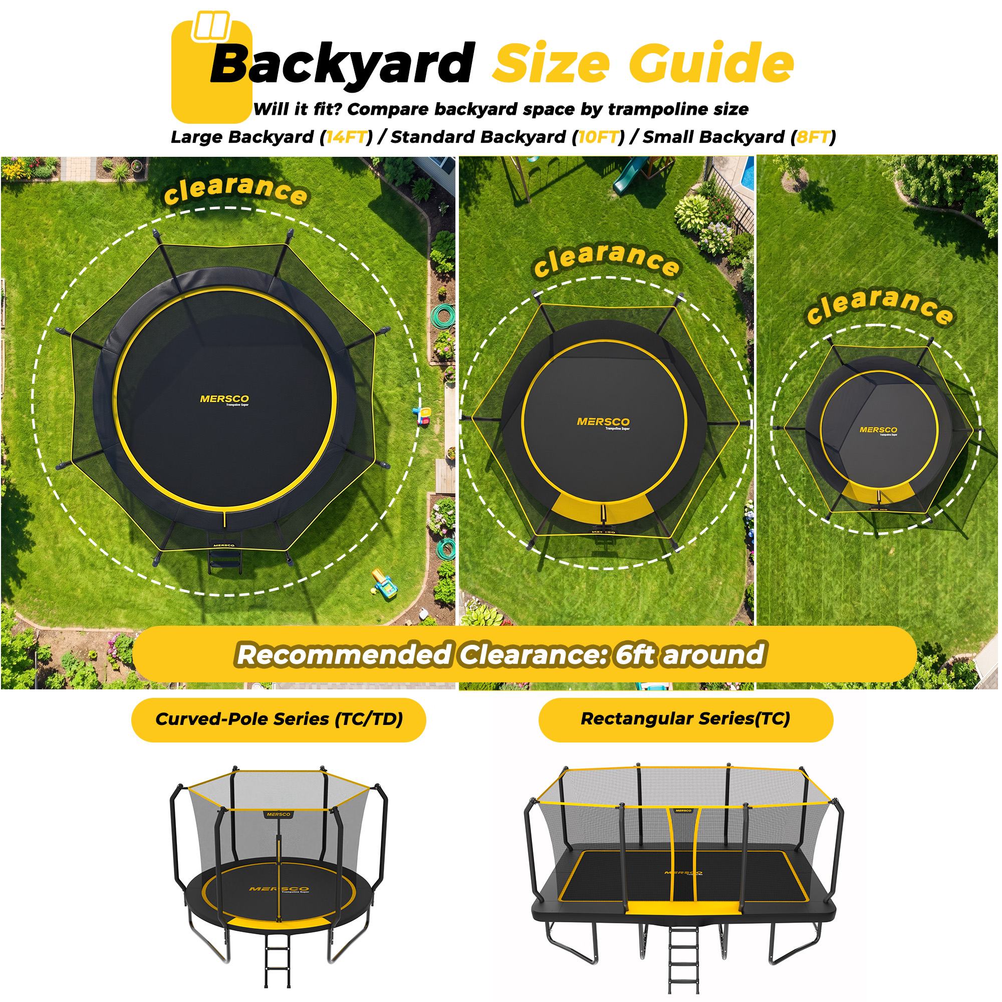 Mersco 14FT Kids Trampoline, ASTM Certified Heavy Duty Outdoor Trampoline with Safety Encl - detail 4