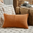 thumbnail image 3 of Fancy Homi 2 Pcs Orange Lumbar Decorative Throw Pillow Covers 12x20 inch for Living Room Couch Bed Sofa, Farmhouse Boho Home Decor, Soft Striped Corduroy Rectangle Accent Cushion Case 30x50 cm, 3 of 8