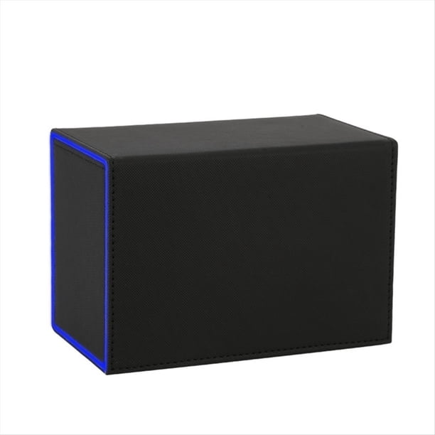 Caja de Baraja de Cartas, Caja de Cartas Premium con Bandeja para Dados Abatible, Caja de Almacenamiento para Cartas de Juegos Deportivos Negro+Azul