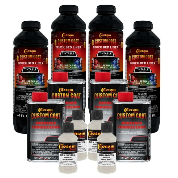Custom Coat Bright White 1 Gallon Urethane Spray-On Truck Bed Liner Kit -Easy Mixing , Prevent Stop Rust