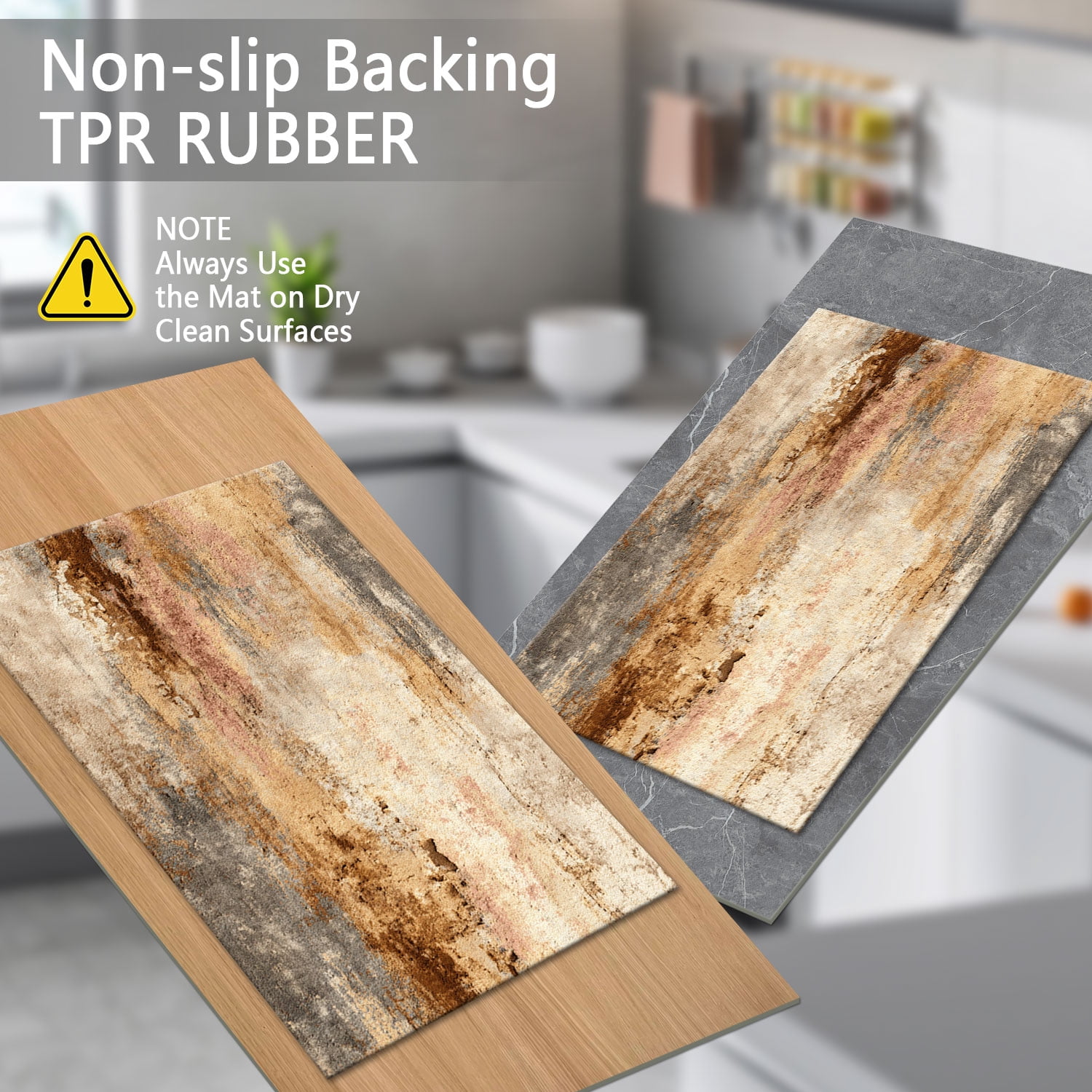 3 Piece Kitchen Rug Set, Non-Slip And Washable, Abstract Pattern Kitchen Hallway Rug, Soft And Comfortable, Suitable For Sinks, Floors, Entrances, Hallways and Bathrooms