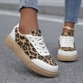 thumbnail image 2 of Womens Leopard Print Casual Flat Shoes Low Top Lace Up Sneaker Everyday Walking Footwear, 2 of 7
