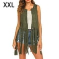 thumbnail image 3 of Minnieouse Mujeres sin mangas frente abierto estilo occidental transpirable borlas chaleco cintura retracción Cardigan chaleco para diario Accesorios de disfraces verde XXL Minnieouse AP009615-20B, 3 of 6