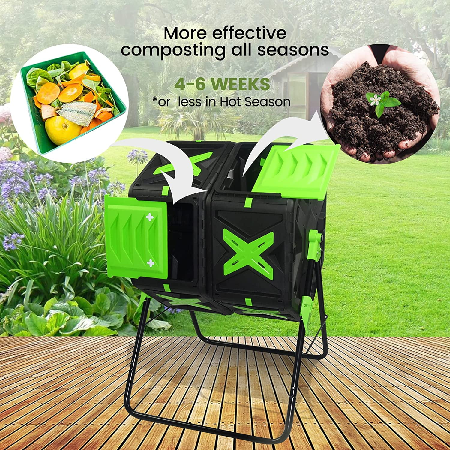 Tumbling Compost Bin, Large Compost Tumbler Bin, Outdoor Garden Composting  Tumbler, Heavy Duty Capacity Composter, for Farm/Kitchen