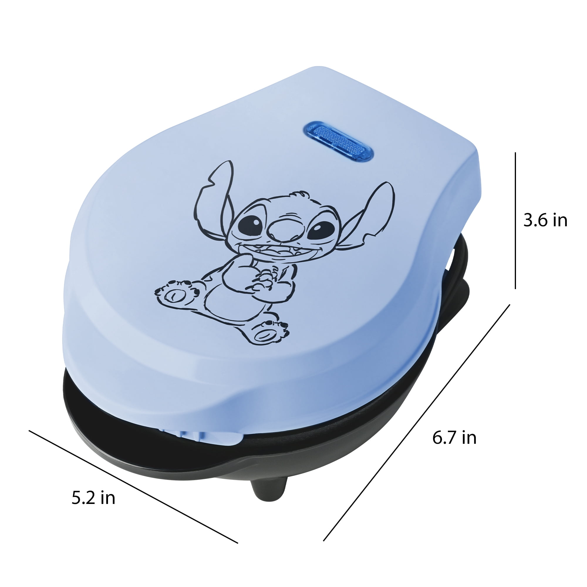 Disney Lilo & Stitch Sun Sand Sea 4" Mini Waffle Maker - Cute Appliance for Single Waffle - Features Nonstick Plates & Non-Skid Feet - Mini Machine with Power Light