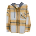 thumbnail image 5 of Men's Plaid Shirt Dqueduo Men's Flannel Plaid Hooded Long Sleeve Button Front Casual Shirt Jacket, Multiple Styles Yellow M, 5 of 6