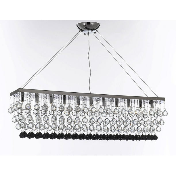 Gallery T22 2774 11 Light 48 Wide Crystal Linear Chandelier Silver Com Wide Crystal Linear Chandelier Silver, 48 Wide Crystal Chandelier