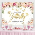 thumbnail image 2 of Pink Floral and Golden Butterfly Baby Shower Backdrop, 2 of 6