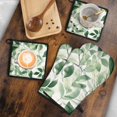 thumbnail image 5 of Green Leaves Modern Art Kitchen Oven Mitt and Pot Holder Sets 4 Pcs for Baking, Cooking and Grilling, Heat Resistant Up To 392 °F, 5 of 7