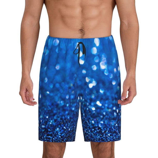 Fotbe A Blue Glitter Pantalones Cortos de Pijama para Hombre, Ropa de Dormir, Pantalones de Pijama Cortos para Hombre-Medium