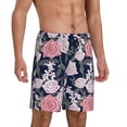 thumbnail image 2 of Vsdgher Rose Flowers Print Men's Pajama Shorts Lounge Bottoms Sleep Shorts Elastic Waist Lightweight PJ Shorts with Pockets-Small, 2 of 6