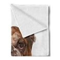 thumbnail image 2 of English Bulldog Soft Flannel Fleece Blanket, Polygonal Bulldog Design with Geometric Triangles Abstract Animal Drawing, Cozy Plush for Indoor and Outdoor Use, 50" x 60", Brown Beige, by Ambesonne, 2 of 5