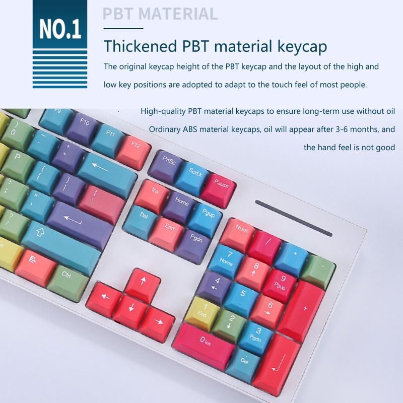 LIANXUE Rainbow Theme Keycaps 114-Key PBT Dye Subbed For MX Switch Mechanical Keyboard