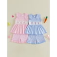 thumbnail image 3 of Cenuakty Little Girls 1T-6T Easter Outfits Adorable Cross Bunny Embroidery Sleeveless Square Neck Tank Tops and Plaid Shorts Set, 3 of 9