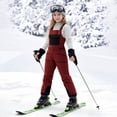 thumbnail image 2 of Dakiuu Kids Snow Bibs Girls Boys Insulated Waterproof Ski Pants Snow Suit Warm Outdoor Activewear Snowboard Overalls Snowsuit with Pockets Wine 4-5 Years (120), 2 of 8