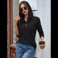 thumbnail image 4 of Sudadera con Capucha para Mujer, de y Otoño, con Cuello en V, Larga y Botones con Cordón. Negro L, 4 of 10