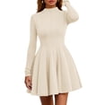 thumbnail image 1 of Vestido PRETTYGARDEN Beige Manga Larga Línea A con Volantes M, 1 of 8