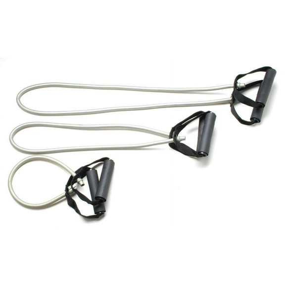 CanDo exercise Tubing-with-Handles, full body set (1 ea: 18", 36", 48"), silver