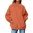 thumbnail image 6 of yardsong Women's Fall Solid Color Long Sleeve Pullover - Oversized Mock Turtleneck Pockets Orange,L, 6 of 8