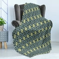 thumbnail image 4 of Antique Soft Flannel Fleece Throw Blanket, Victorian Baroque Ornament Motifs Royal Tile Design Renaissance, Cozy Plush for Indoor and Outdoor Use, 60" x 80", Pale Yellow Dark Blue, by Ambesonne, 4 of 5
