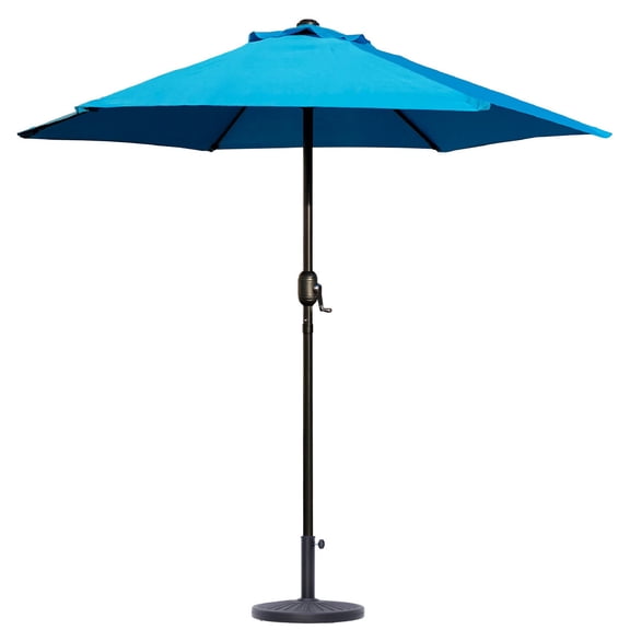 Kool 7.5 ft Outdoor Market Patio Umbrella with Crank, 6 Ribs, Sky Blue