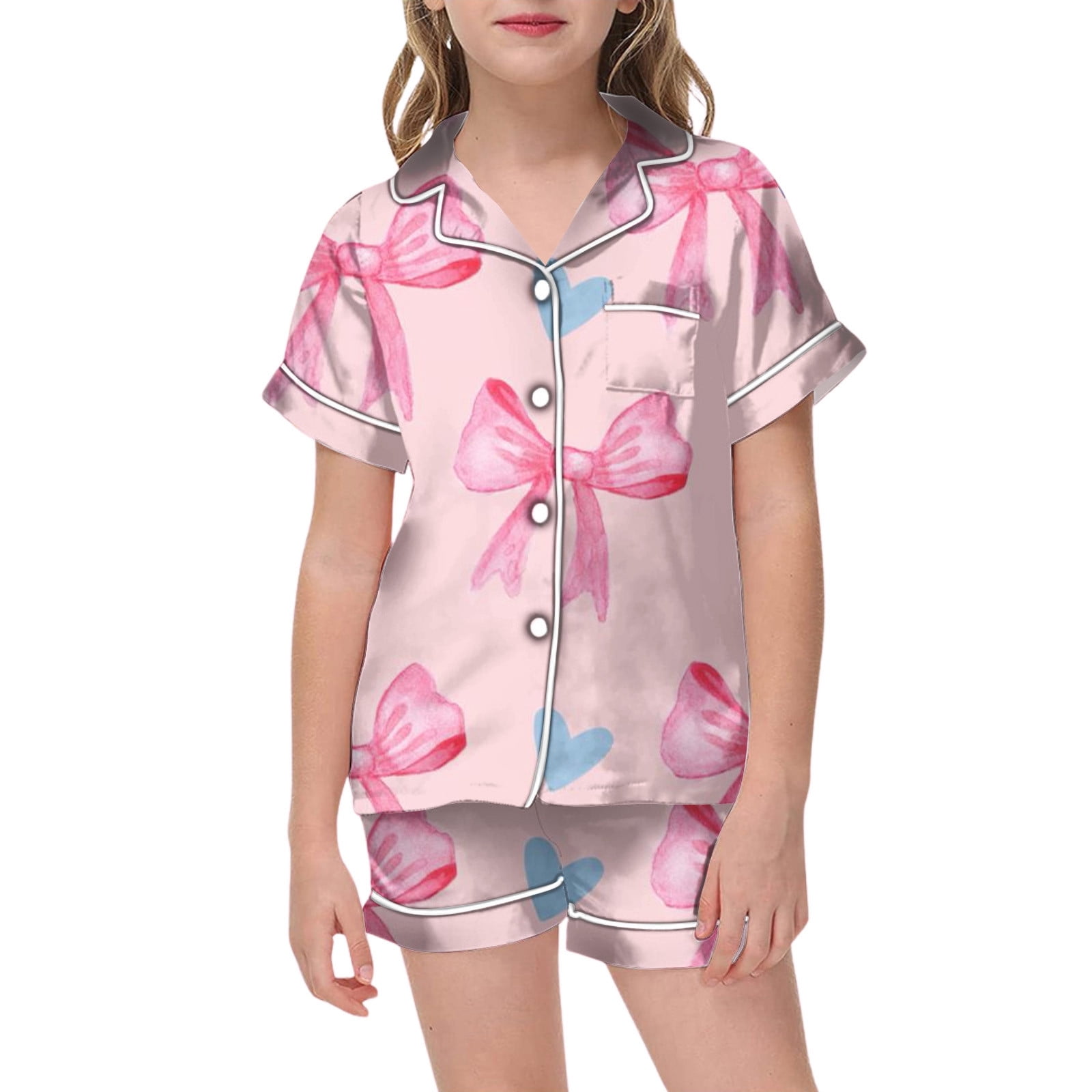 Kids Outfits for Toddler Girls Baby Lapel Polo Short Sleeve Bow