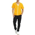 thumbnail image 2 of Unique Bargains Men's Short Sleeve Solid Color Zip Up Sport Hoodies L Yellow, 2 of 6