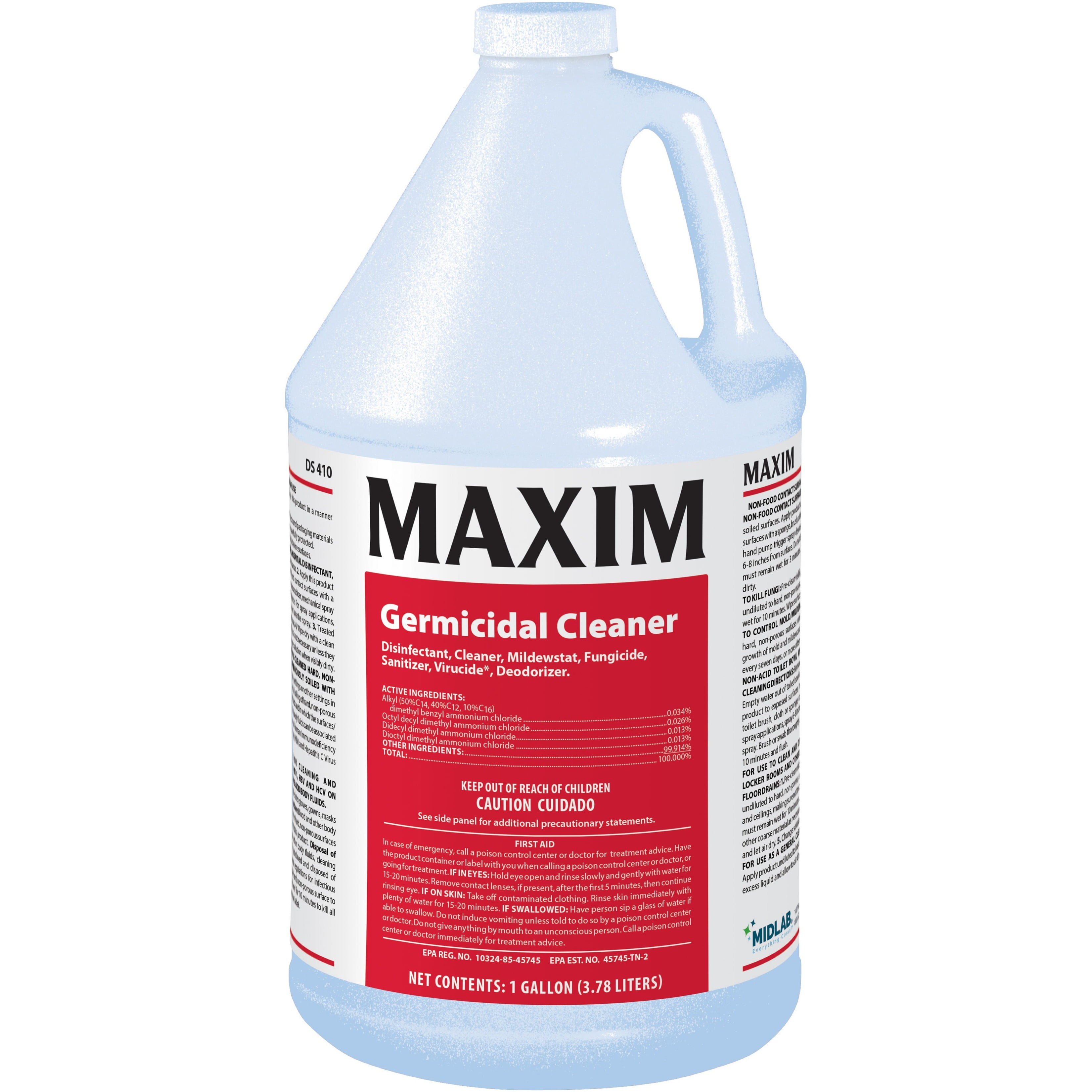 Maxim, MLB04100041, Germicidal Cleaner, 4/Carton, Yellow