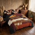 thumbnail image 2 of Manfei Abstract Ombre Rectangle Queen Bedding, Brown Black Beige Bedding Comforter Set Queen, Black Reversible 7 Pieces, 2 of 6