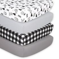 The Peanutshell Fitted Crib Sheet for Boys or Girls, 4 Pack Set, Grey Woodland Plaid