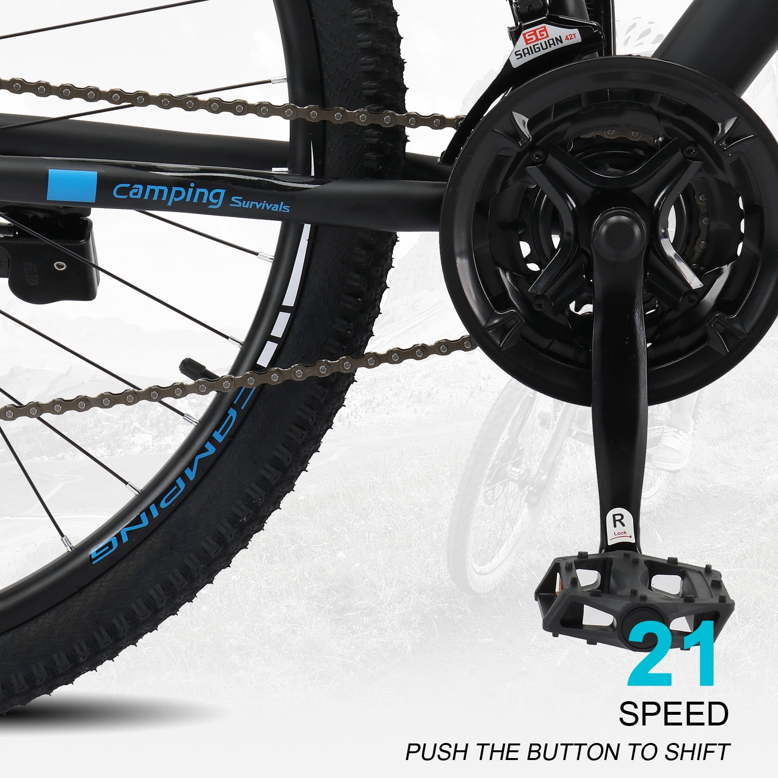 UBesGoo 27.5 inch Mountain Bike with 21-Speed, Dual Disc Brake, High-Carbon Steel MTB Bicycle, Blue
