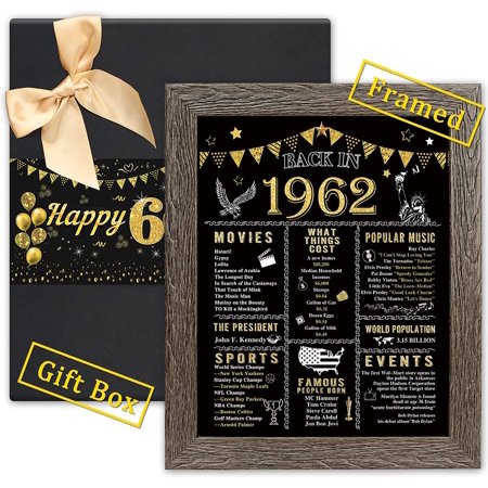 Mierting 60th Birthday Gifts for Men & Women FRAMED 1962 Birthday Decorations with Beautiful Gift Box Men’s & Women’s Happy 60th Birthday Gift Ideas Back In 1962 Poster- 8 x 10