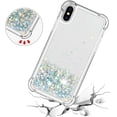 thumbnail image 5 of Compatible with iPhone X Case, iPhone Xs Case Glitter Luxury Cute Love Liquid Quicksand Clear Soft TPU Girls Women Stylish Bumper Shockproof Protective Case for iPhone X/Xs Sliver YB, 5 of 12