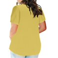 thumbnail image 3 of Ndbuld Tops for Women Trendy Women's Summer Large Size Fake Pocket V-Neck Short Sleeve T-Shirt Casual Tops Great Gifts for Less ,Size S-5XL,Yellow,5XL, 3 of 5