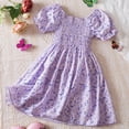 thumbnail image 2 of Robes pour Adolescentes Imprimé Fleuri Manches Courtes Cadeau Tendance Princesse Tenue Décontractée Robe Fille Violet 2-3 Ans, 2 of 4